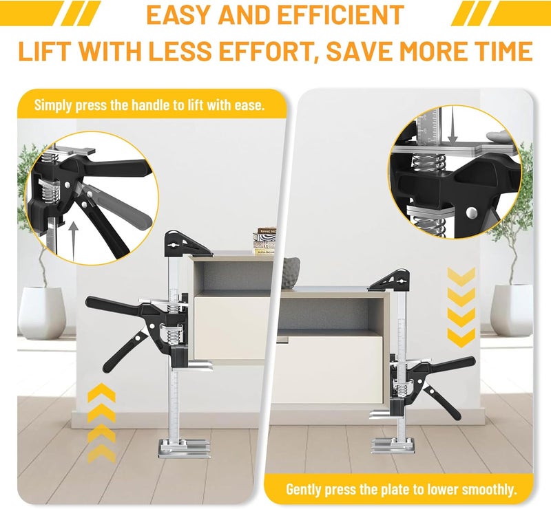 RuoFeng Labor Saving Arm Jack 2 Pack, 15 in Furniture Lifter Tool, Multifunctional Height Adjustment Furniture Lifter Jacks for Installing Cabinets, Door Panel, Windows, Raised by 9 in, Load 440Lb - Image 5